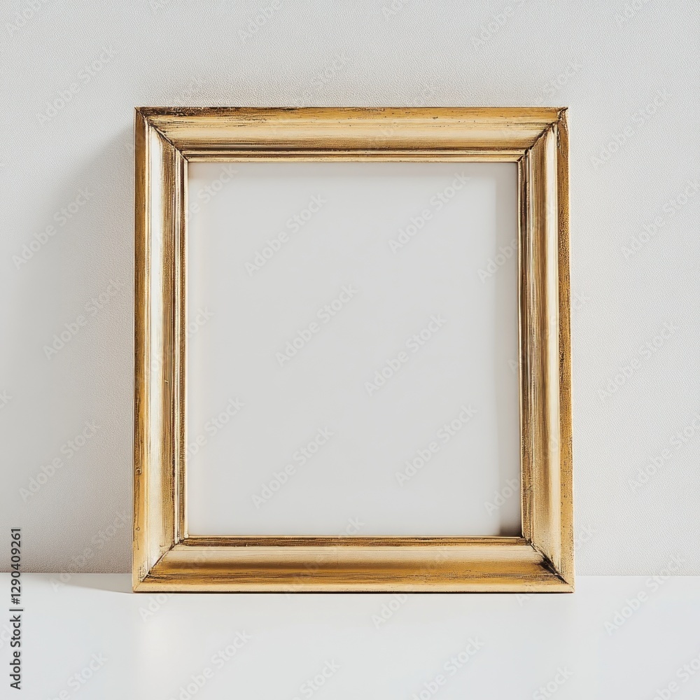 Gold Picture Frame Against White Wall Gold Picture Frame Against White Wall