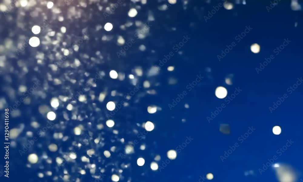 Falling Shiny Confetti Glitter Slowly Against Dark Blue Background Video Falling Shiny Confetti Glitter Slowly Against Dark Blue Background Video