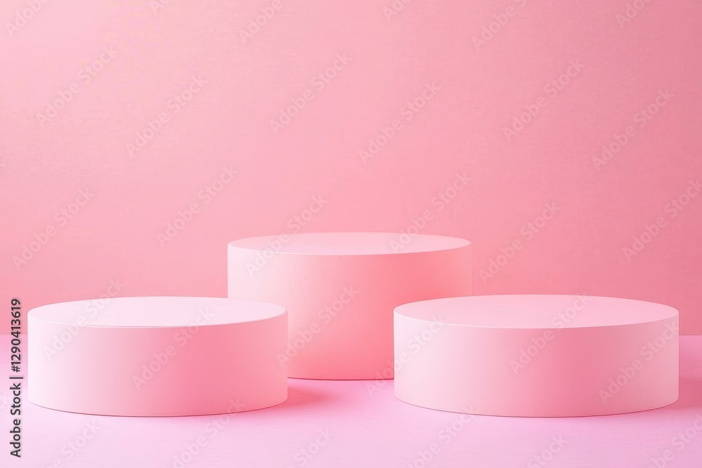 Pink Display Stands on Pink Background Pink Display Stands on Pink Background