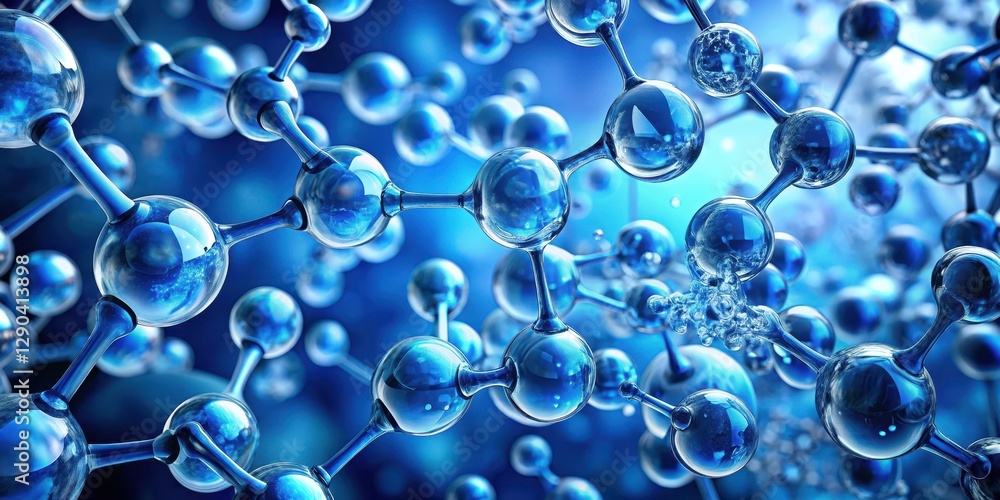 Microscopic view of blue water molecules arranged in an abstract pattern, showcasing their intricate structure and movement , abstract background, water molecules Microscopic view of blue water molecules arranged in an abstract pattern, showcasing their intricate structure and movement , abstract background, water molecules