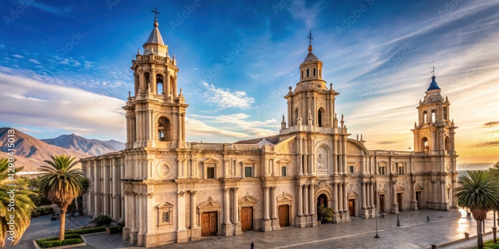 Obraz premium Historic cathedral in Arequipa Peru , cathedral, peru landmarks , cathedral