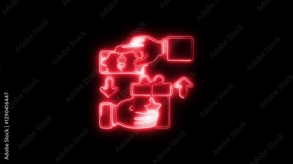 Glowing neon investor benefit icon isolated on black background. HD Video motion graphic animation Glowing neon investor benefit icon isolated on black background. HD Video motion graphic animation
