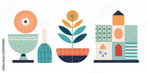 Modern abstract art collection on white background for creative design