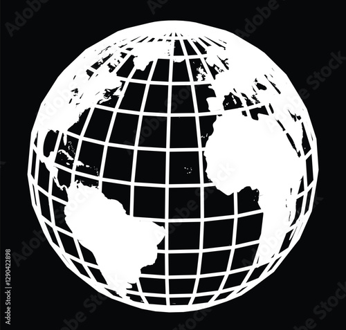 Global Wireframe Earth Futuristic Digital Planet Concept