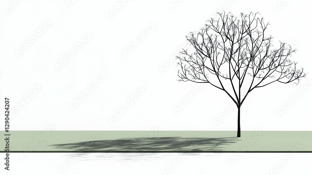 Obraz premium Bare Tree Shadow on Light Green Ground