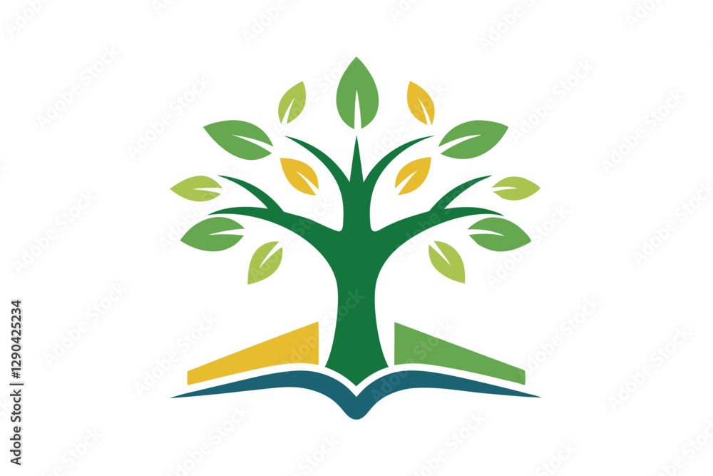 Fototapeta premium Tree Education Logo Vector Illustration – Printable Graphics Design for Microstock