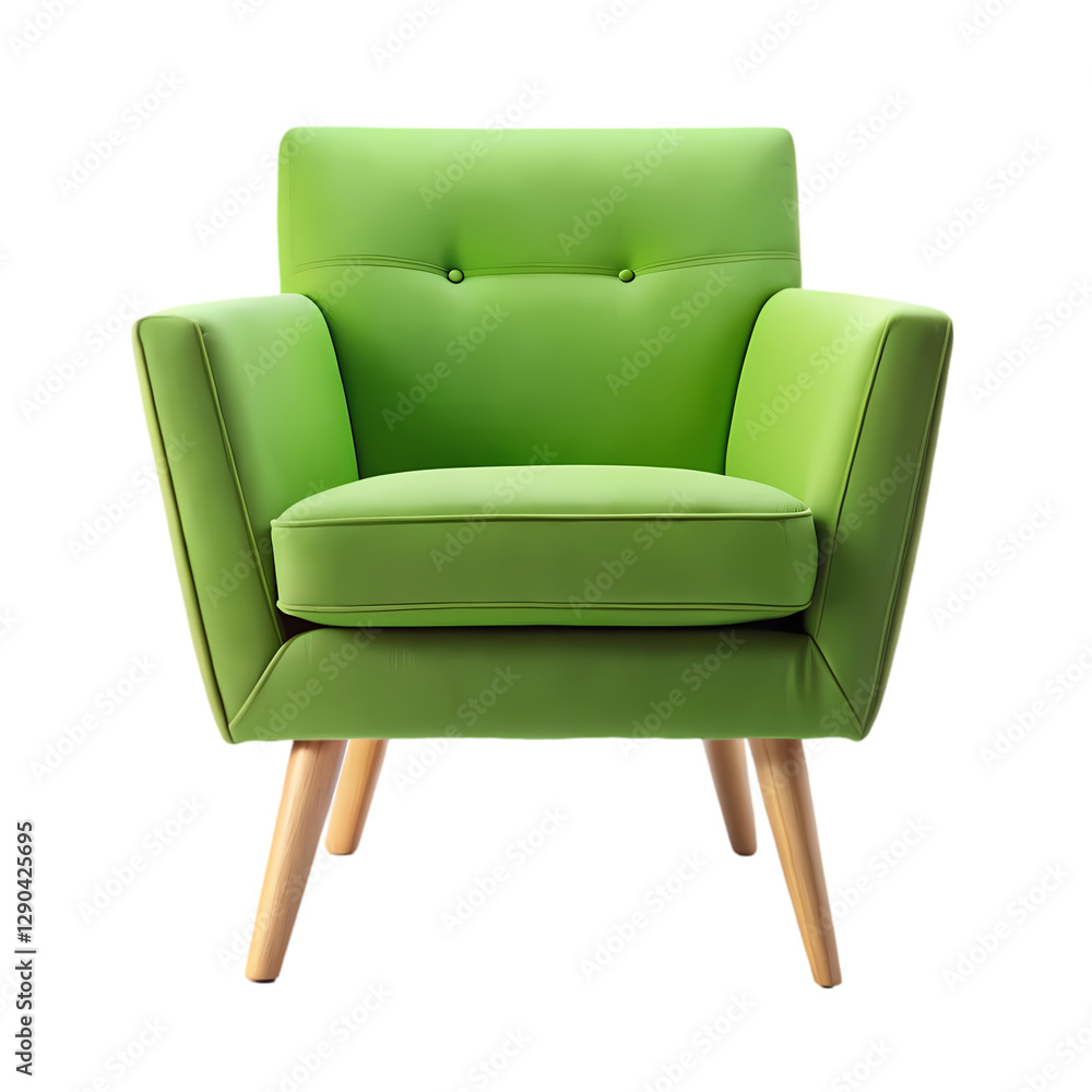 Fototapeta premium Lime Green Armchair: Modern Accent Chair isolated on transparent background