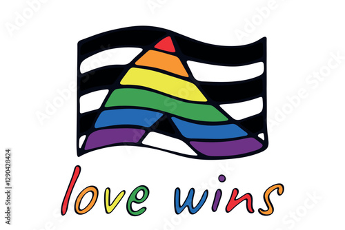 Colorful Straight ally pride flag Happy pride day LGBTQ community Pride Month Vector hand drawn doodle for posters, stickers, logo, cards