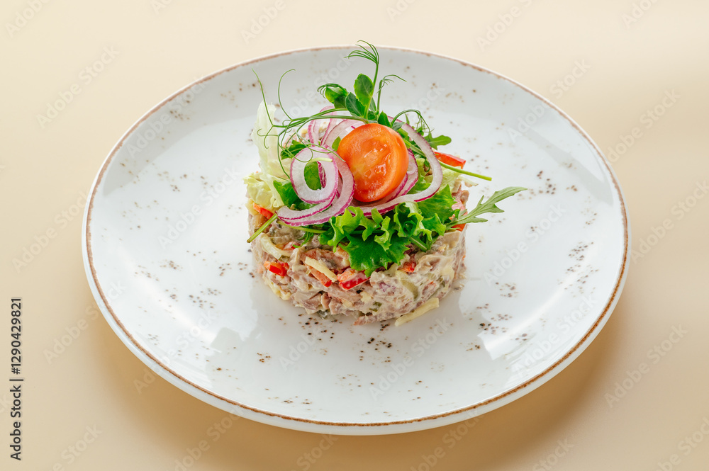 salad with ham cheese and herbs and onions salad with ham cheese and herbs and onions