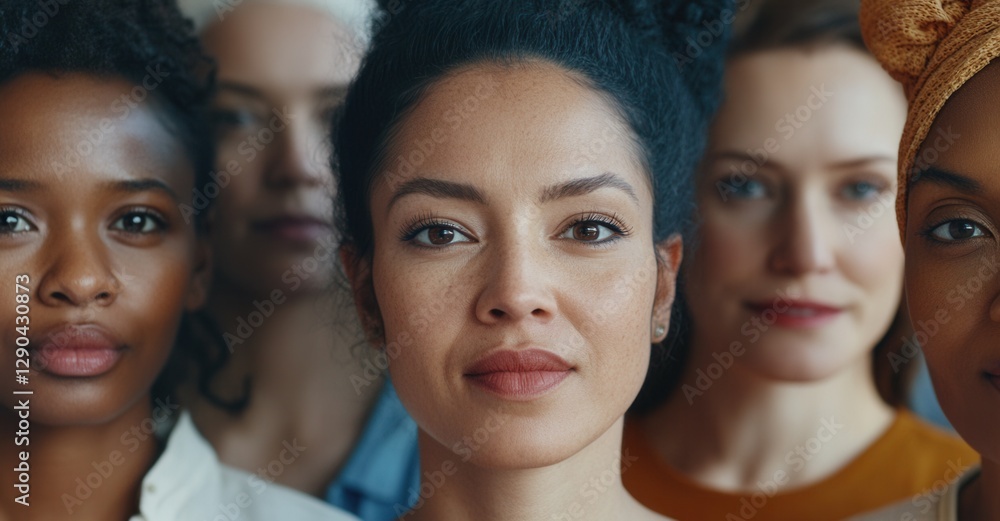 Diverse group of women standing together, showcasing unity and empowerment. Their expressions radiate confidence and strength. Diverse group of women standing together, showcasing unity and empowerment. Their expressions radiate confidence and strength.