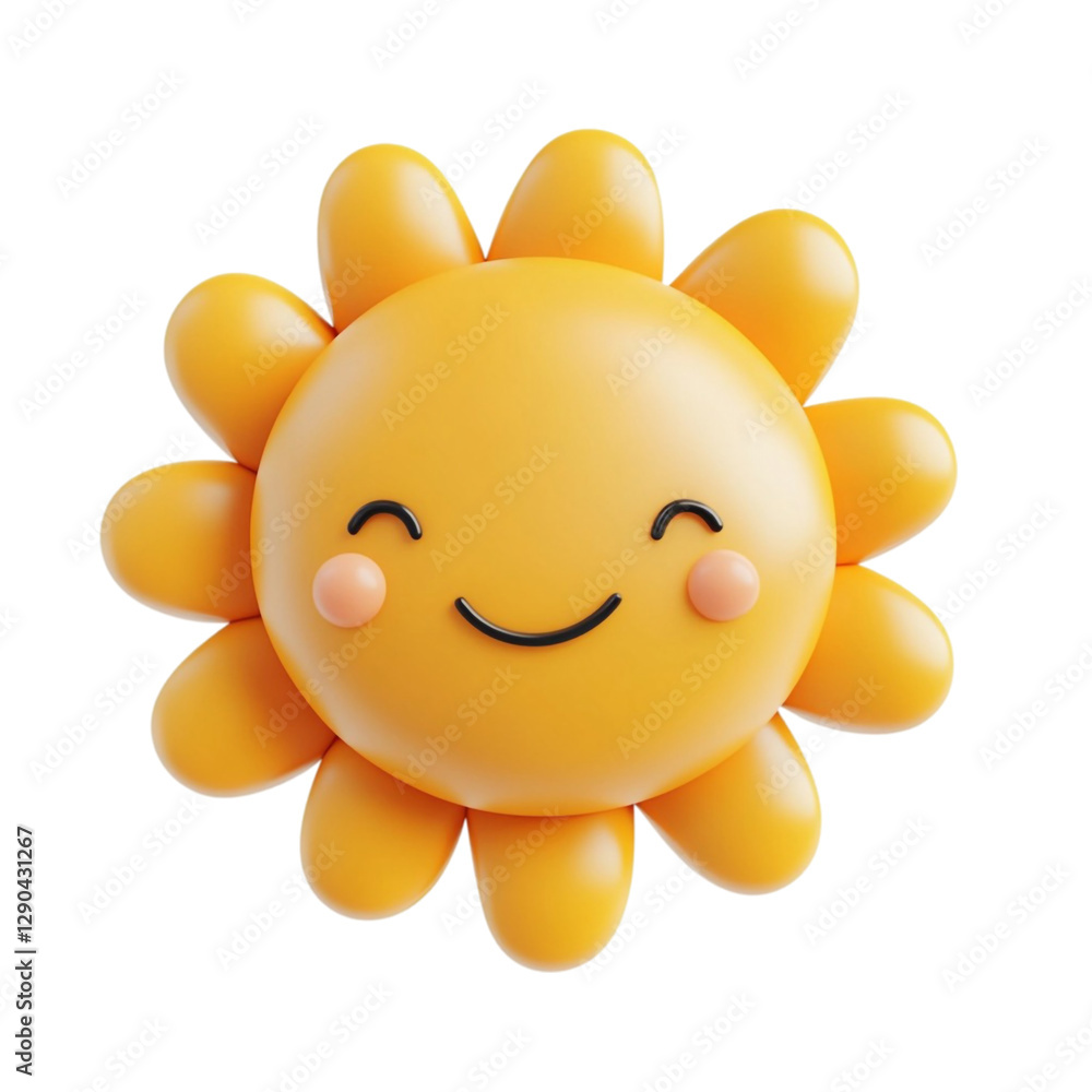 Happy smiling sun 3D render cheerful summer sunshine, Happy smiling sun 3D render cheerful summer sunshine,