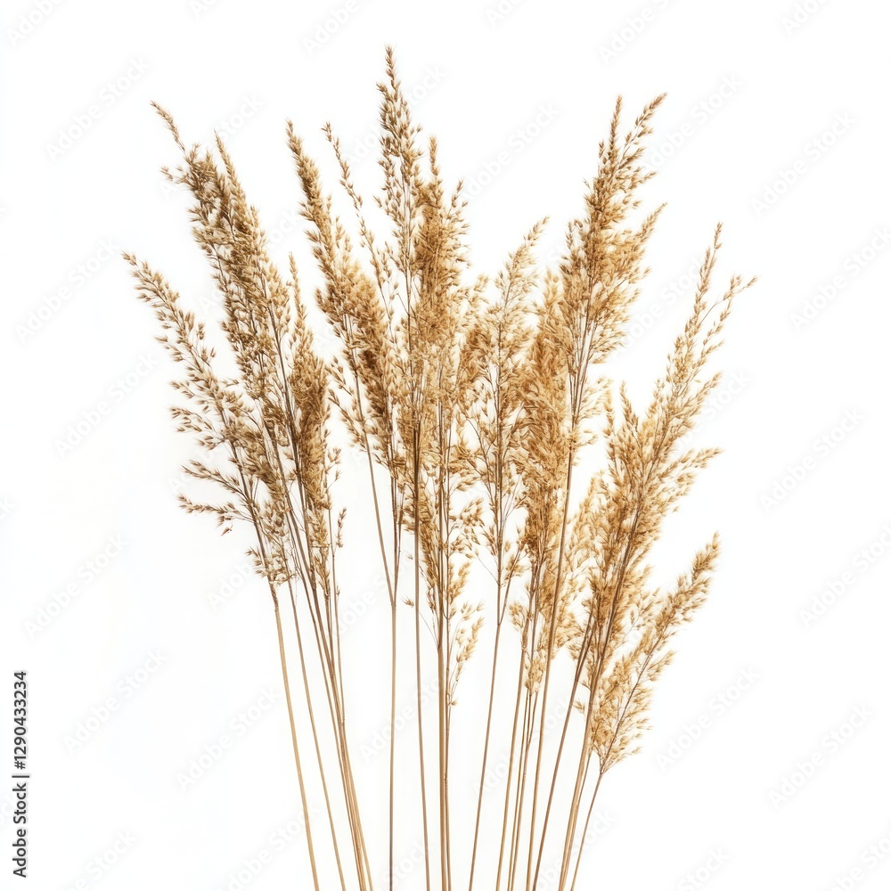 Obraz premium Dried Pampas Grass Bunch Against White