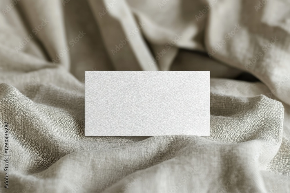 Elegant classic horizontal business card mockup on textured fabric surface for contemporary branding and professional networking needs Elegant classic horizontal business card mockup on textured fabric surface for contemporary branding and professional networking needs