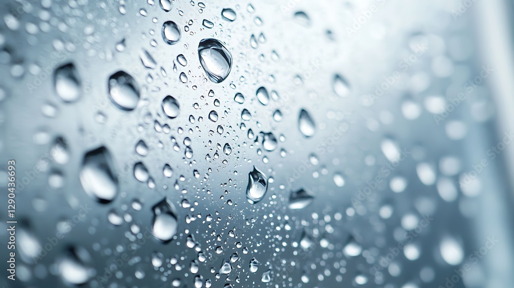 Close-up of Water Droplets on Glass Surface with Soft Focus Background Effects Close-up of Water Droplets on Glass Surface with Soft Focus Background Effects