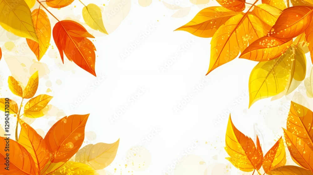 Autumn Leaves Frame White Background Autumn Leaves Frame White Background