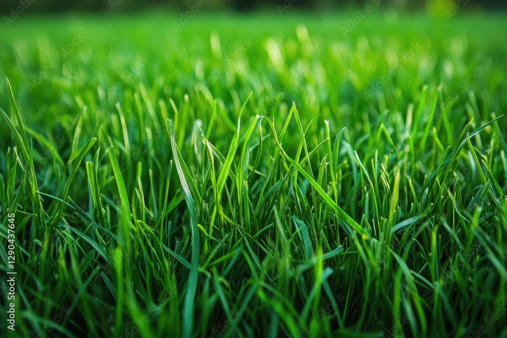 Fototapeta premium Vibrant green grass up close - perfect for garden landscaping and outdoor design inspiration for eco-friendly projects