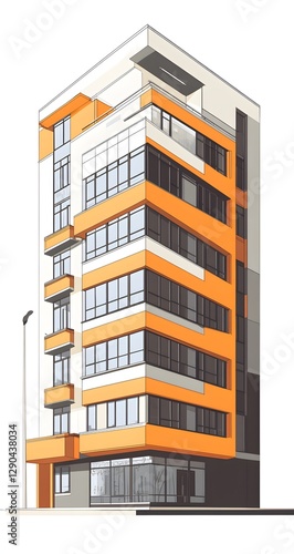 Modern apartment building facade illustration photo