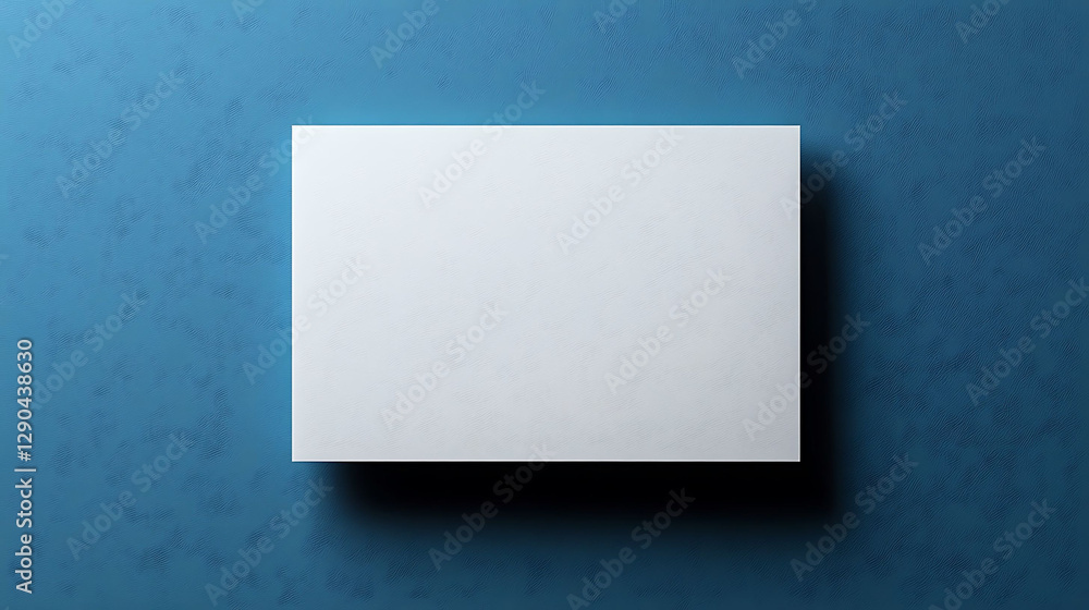 Top view blank blue business card isolated on white background. Minimalist mockup for branding, design presentation, and corporate identity. Top view blank blue business card isolated on white background. Minimalist mockup for branding, design presentation, and corporate identity.
