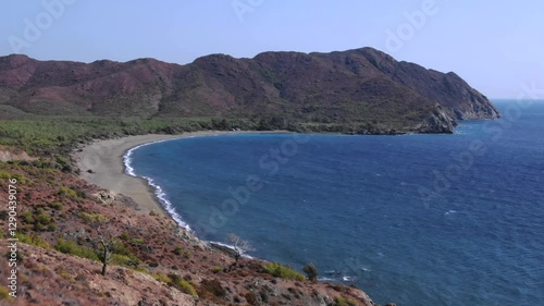 Wallpaper Mural Pristine secluded beach with azure waters, Karaincir, Turkey. Aerial drone panoramic view Torontodigital.ca