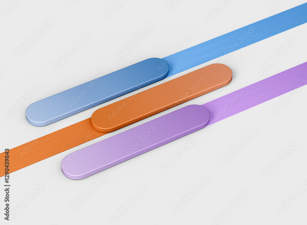 Colorful abstract bars with textured ribbons, creating a sleek and stylish look. 3D Illustration Colorful abstract bars with textured ribbons, creating a sleek and stylish look. 3D Illustration