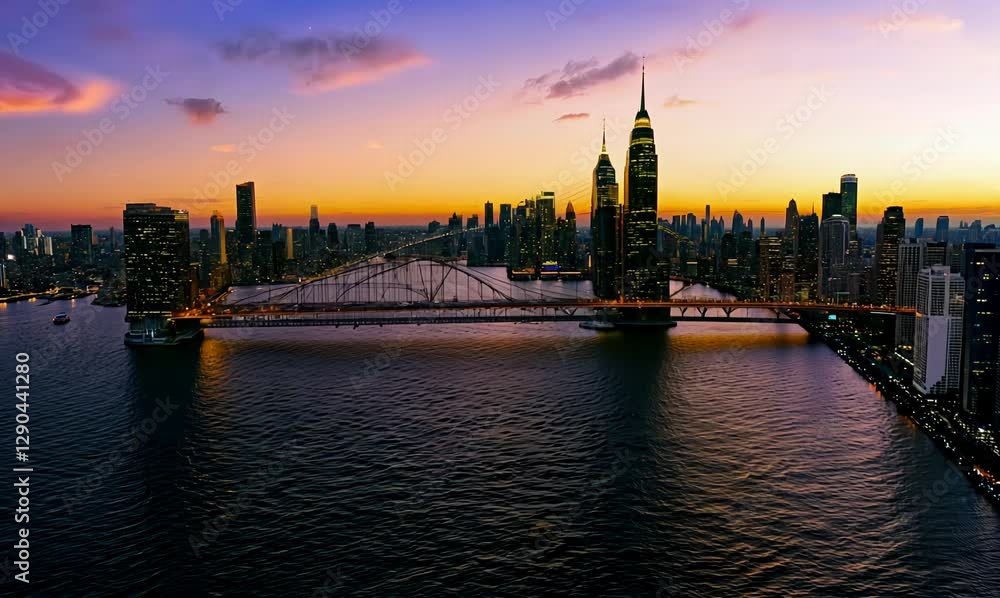 aerial view of new york city: twilight magic over the east river aerial view of new york city: twilight magic over the east river