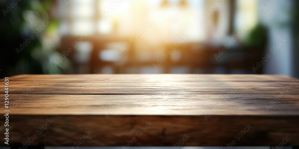 Wooden tabletop in focus with soft blurred interior ambiance in the background featuring warm light, creating a cozy, inviting atmosphere. Wooden tabletop in focus with soft blurred interior ambiance in the background featuring warm light, creating a cozy, inviting atmosphere.