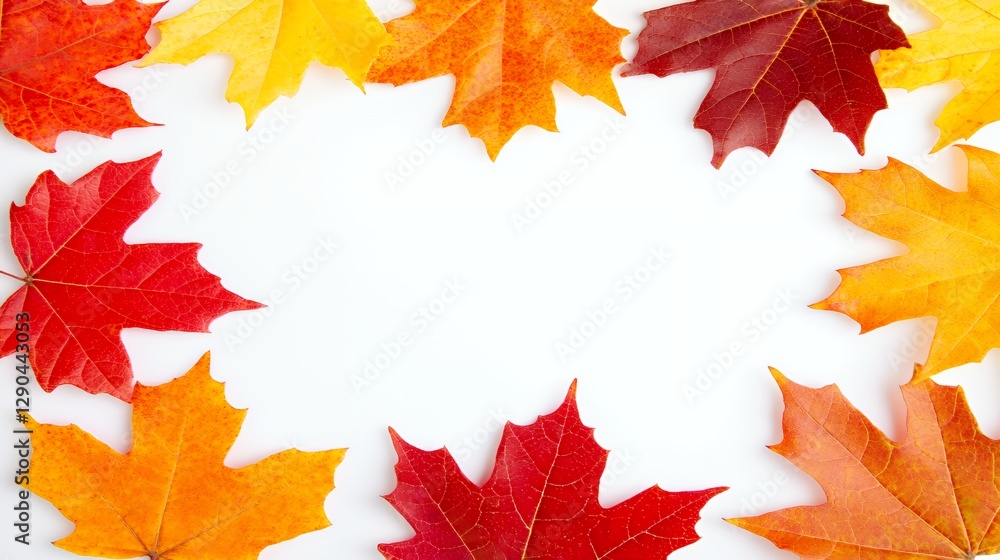Autumn Maple Leaves Frame on White Background Autumn Maple Leaves Frame on White Background