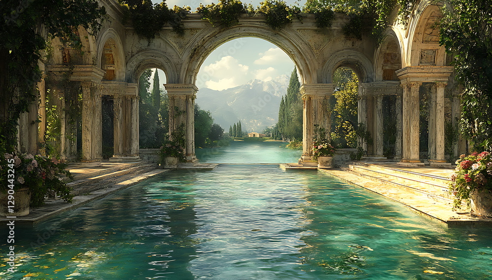 Fototapeta premium An ancient water temple with an open