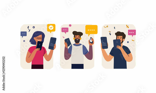 Flat Minimalist Vector of Customer Service Communication via Smartphones