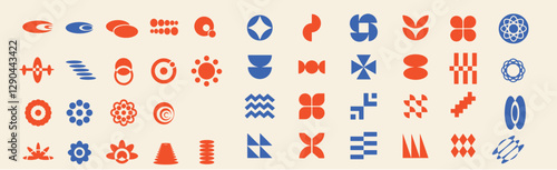 Postmodern abstract geometric graphic elements, Refraction and distortion glass effect various form, Brutalist vector shapes, trendy retro design symbols in  aesthetics, vintage stickers,