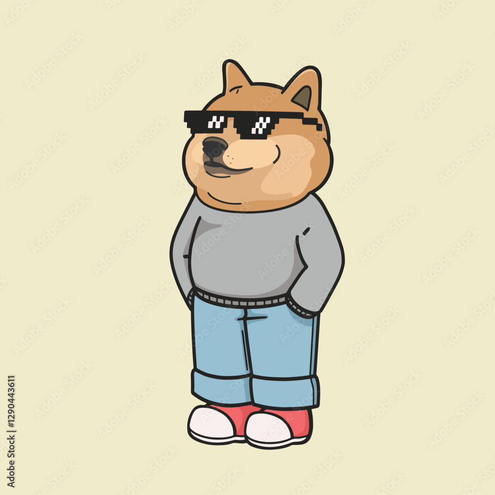 Chill Dog, Chill Guy Meme Sticker Vector Cute Illustration Chill Dog, Chill Guy Meme Sticker Vector Cute Illustration