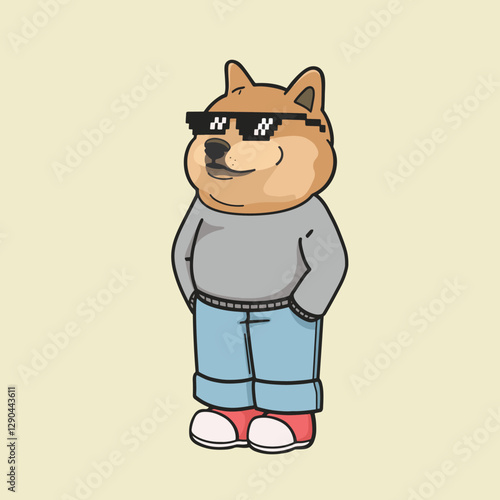 Chill Dog, Chill Guy Meme Sticker Vector Cute Illustration