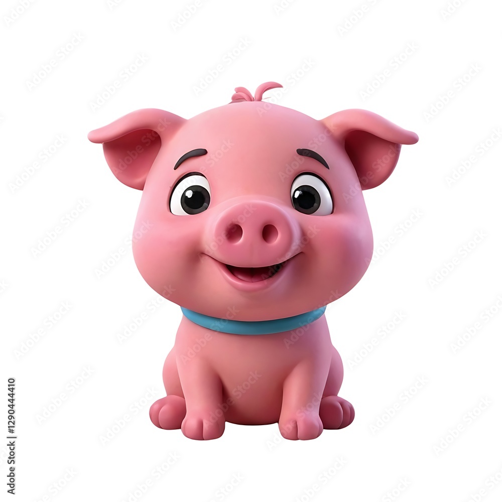 Cartoon pig is sitting on a white background, 3d cover, 3d rendere, vector, 3d Cartoon pig is sitting on a white background, 3d cover, 3d rendere, vector, 3d