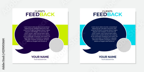Modern and professional creative clients testimonial or clients feedback review template design with clean organic shape