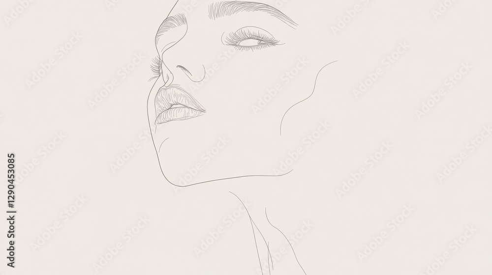 custom made wallpaper toronto digitalA clean, minimalist line art drawing of a womans face
