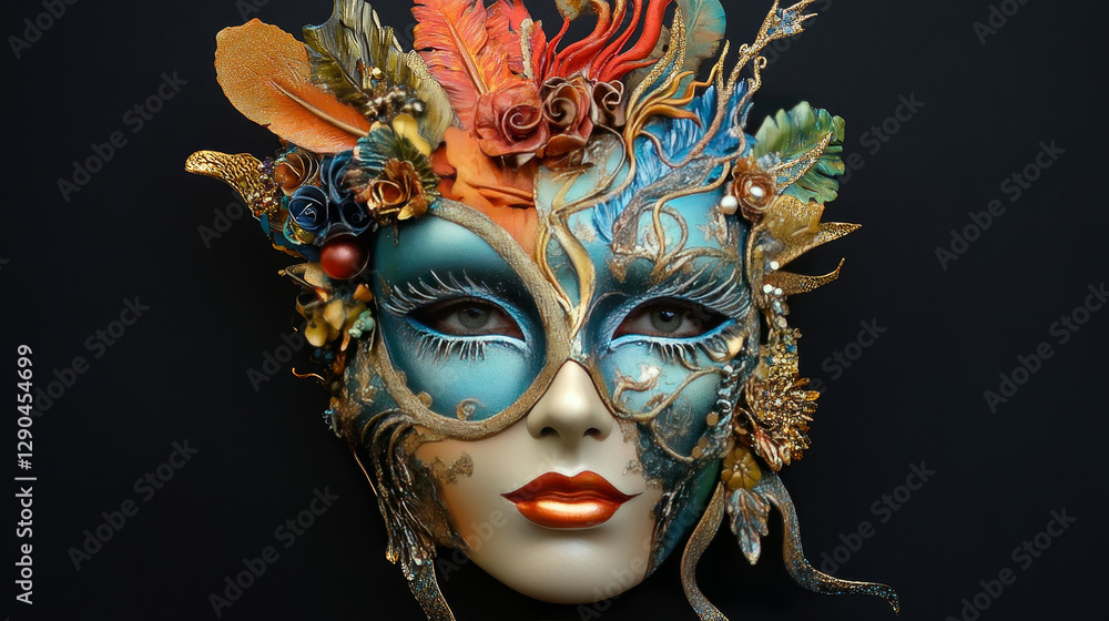 Authentic handmade venetian painted carnival face masks party decoration masquerade vector illustration Authentic handmade venetian painted carnival face masks party decoration masquerade vector illustration