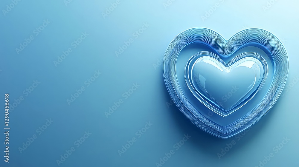 Abstract Blue Glass Heart Design Double Layered Heart Shape Romantic Background Abstract Blue Glass Heart Design Double Layered Heart Shape Romantic Background