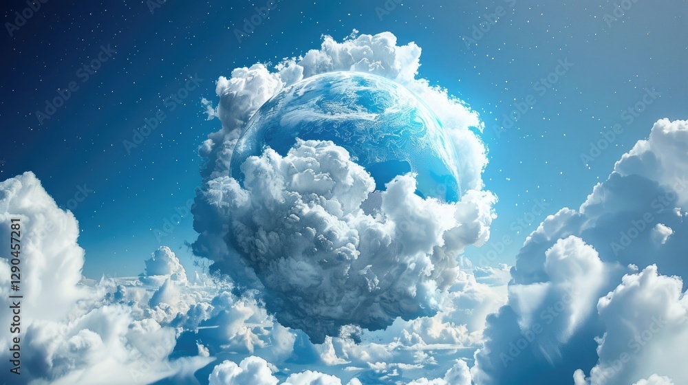 Naklejka premium Earth Embraced by Clouds