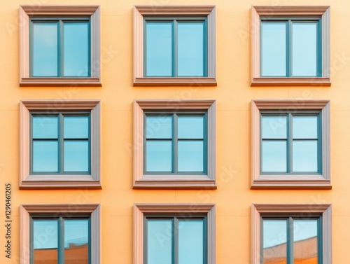 Geometric Glass Facade on Modern Office Building Urban Corporate Architecture for Enhanced Professional Presence  Featuring Innovative  Sustainable Design in Commercial Spaces