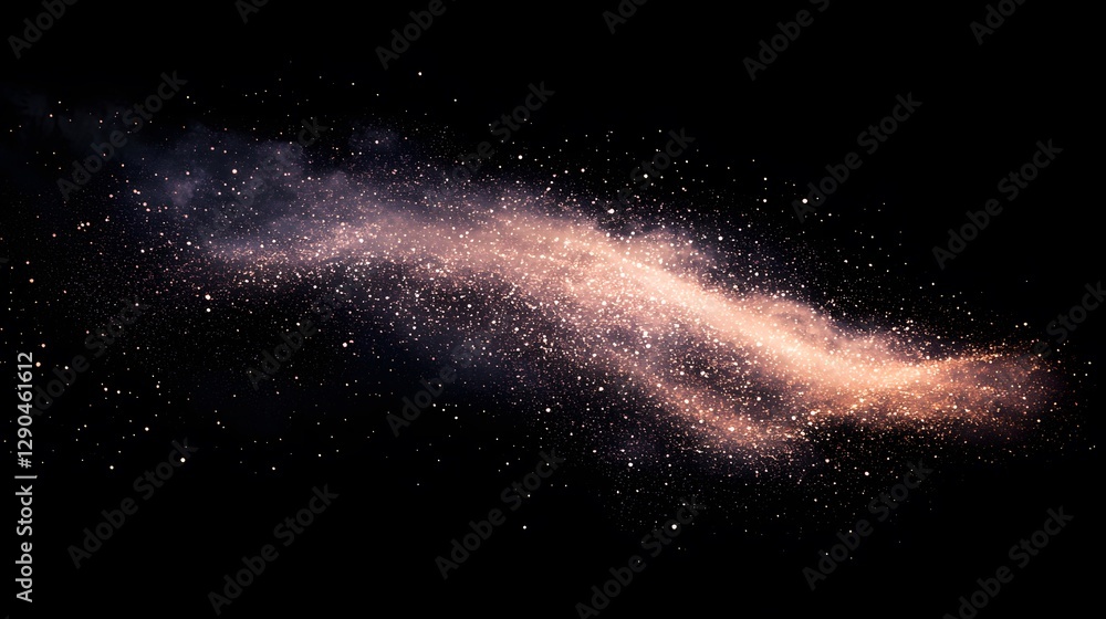 Brilliant sparkling cosmic particles floating within the dark blackness