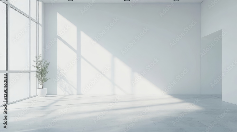 Obraz premium Empty Modern Minimalist Interior Design with Sunlight