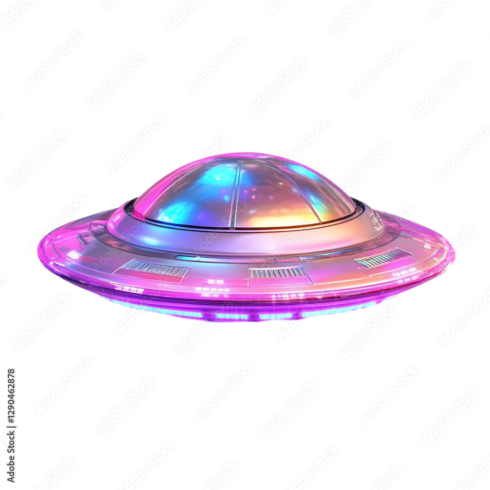 Glowing UFO spaceship in space Sci-fi art design Glowing UFO spaceship in space Sci-fi art design