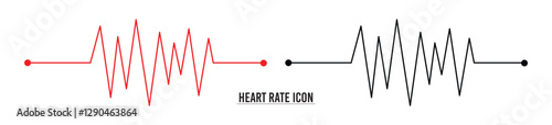 Red heartbeat line collection with heart symbol, cardiology, medical pulse, ECG, EKG design, healthcare clipart vector illustration, health monitoring, digital heartbeat graphics in eps 10.