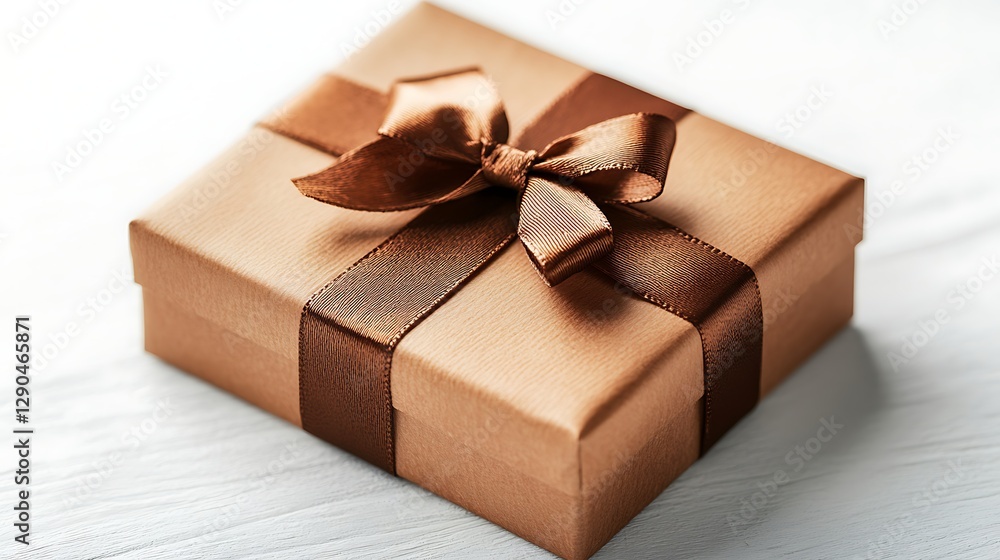 Obraz premium Gift Box on White Surface with Ribbon