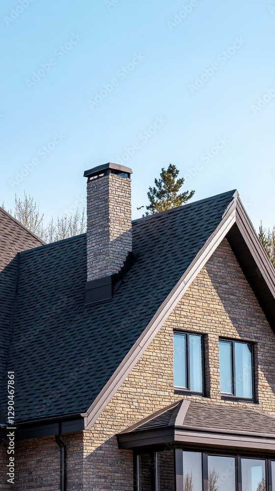 Elegant Modern Brick House Exterior with a Stunning Chimney Elegant Modern Brick House Exterior with a Stunning Chimney