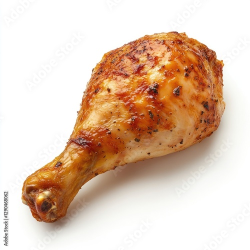 Isolated roasted chicken drumstick on white background photo