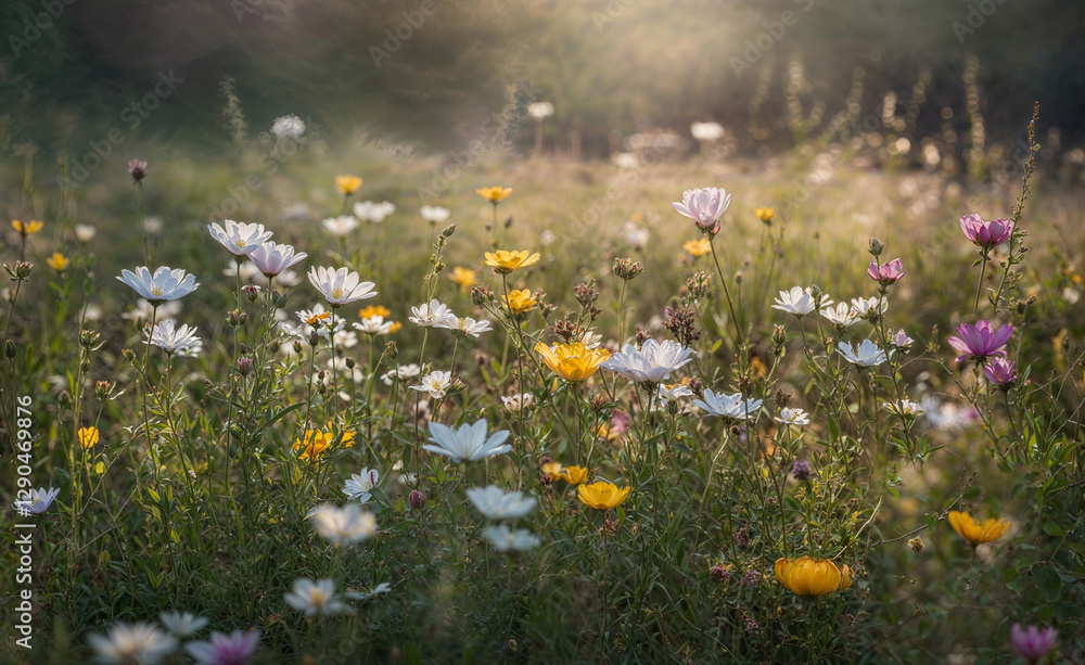 Blooming Wildflower Meadow in Morning Light Blooming Wildflower Meadow in Morning Light