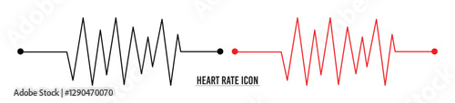 Concept heartbeat pulse with heart outline style with editable stroke vector illustration isolated on white background in eps 10.