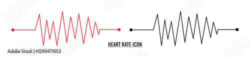 Concept heartbeat pulse with heart outline style with editable stroke vector illustration isolated on white background in eps 10.