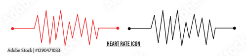 Concept heartbeat pulse with heart outline style with editable stroke vector illustration isolated on white background in eps 10.